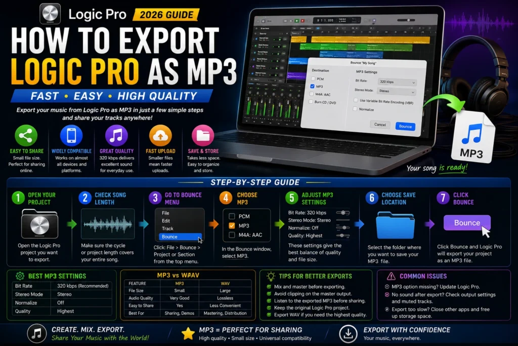 How to Export Logic Pro as MP3 guide