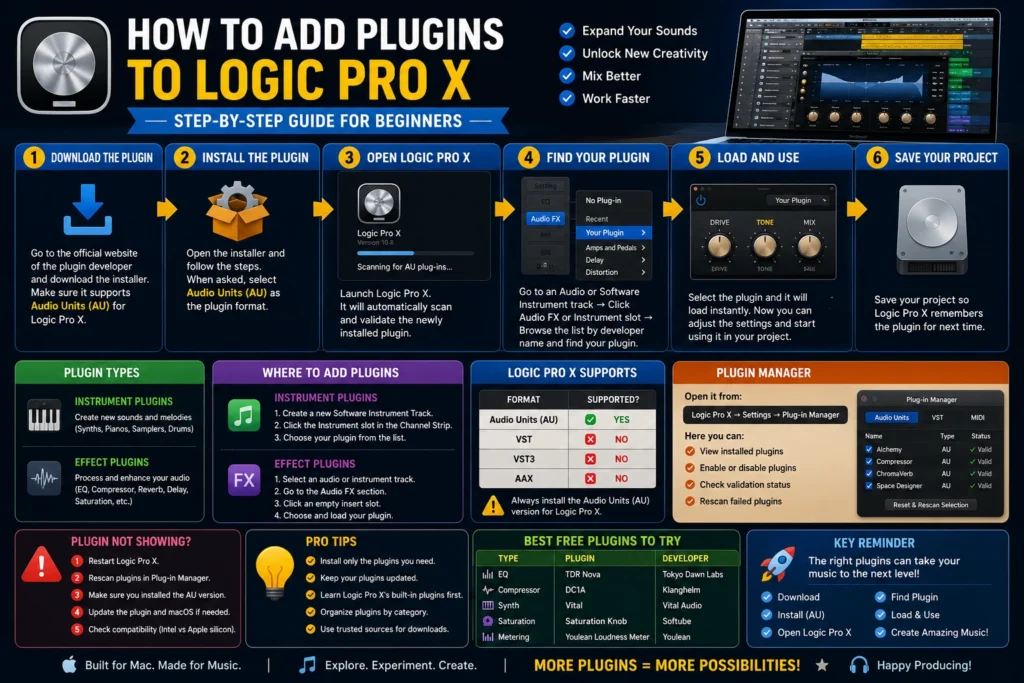 How to Add Plugins to Logic Pro X  guide